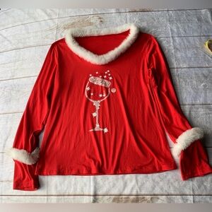 Christmas Red Long Sleeve TShirt Size Large